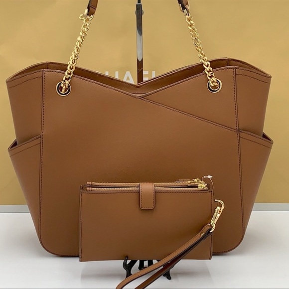 MICHAEL KORS LG XCHAIN SHOULDER TOTE & WALLET-WRISTLET-PHONE CASE 2 pieces SET - Picture 2 of 16